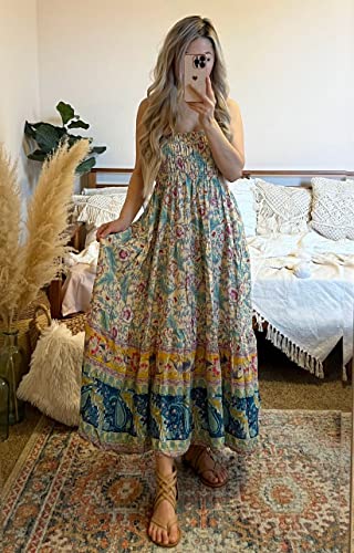 CFLONGE Summer Maxi Skirts for Women 2025 Fashion Boho Long Skirt Trendy Floral High Waist A Line Beach Skirt Vacation Outfit(Apricot,Small)