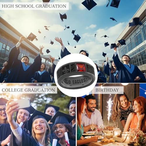 Lypic Custom Band Class Ring 925 Sterling Silver High School Class Ring Graduation Rings for Men (Style-2)