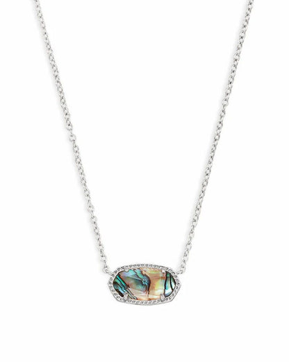 Kendra Scott Elisa Pendant Necklace - 14k Gold Plated Delicate Fashion Jewelry for Women RHODIUM - ABALONE SHELL