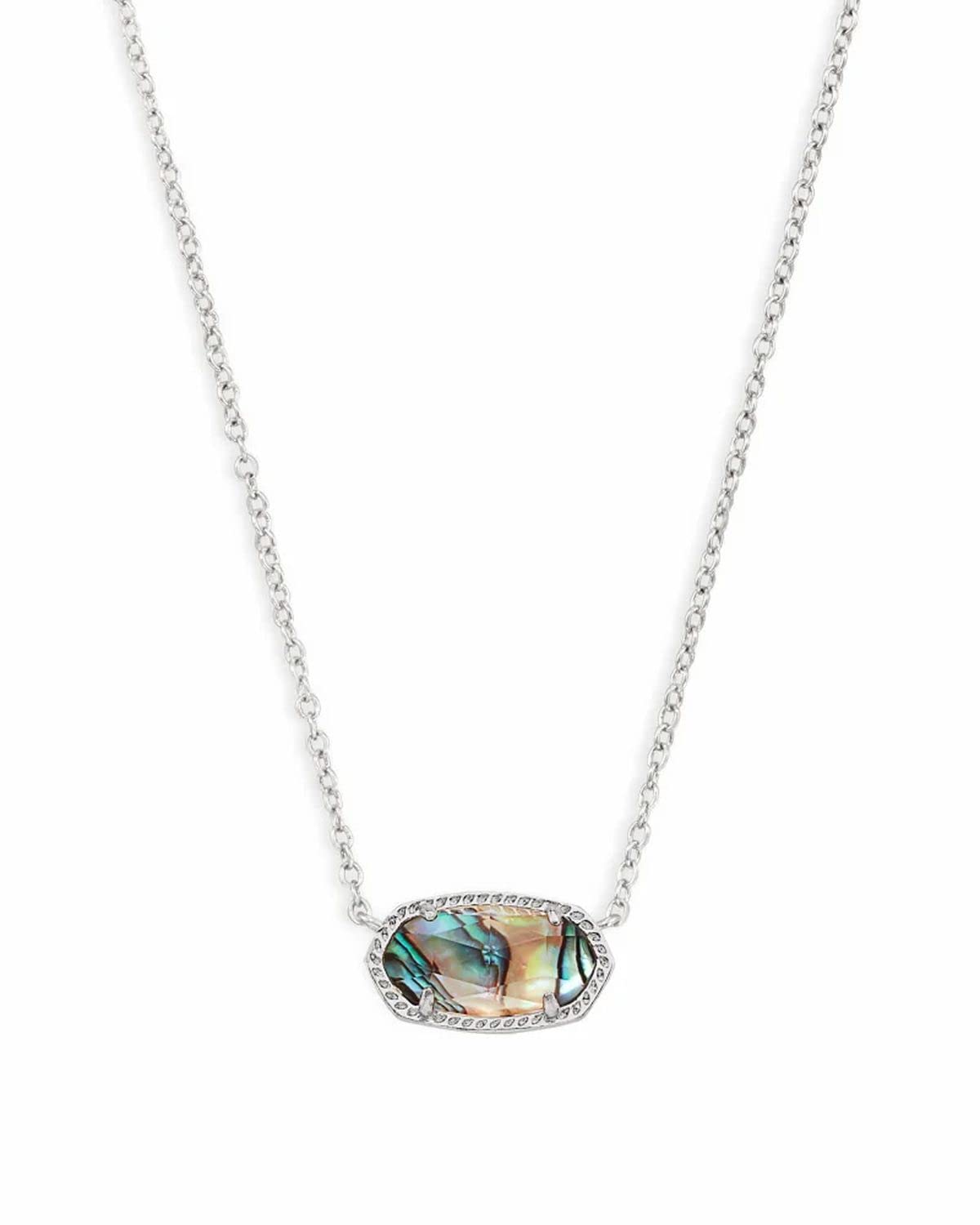 Kendra Scott Elisa Pendant Necklace - 14k Gold Plated Delicate Fashion Jewelry for Women RHODIUM - ABALONE SHELL