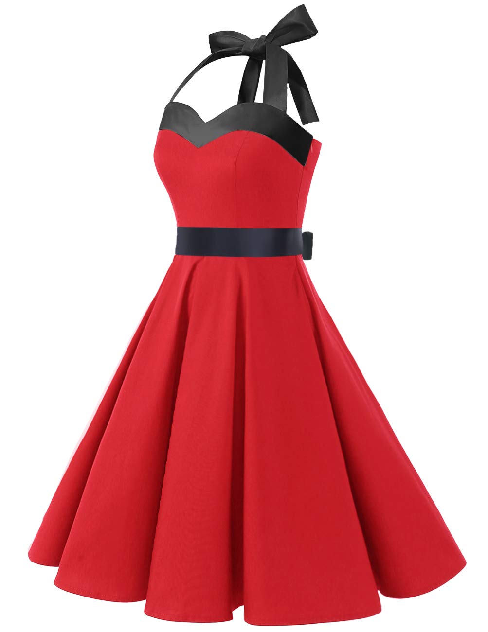 Vintage 1950s Cocktail Dress - Retro Halter Swing Dress for Party & Wedding