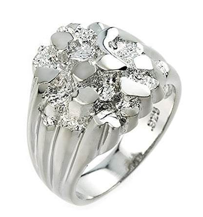 Polished 925 Sterling Silver Nugget Ring for Men (Size 8.5)