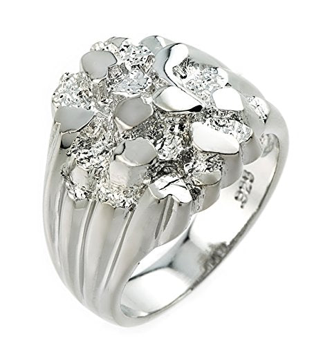 Polished 925 Sterling Silver Nugget Ring for Men (Size 8.5)