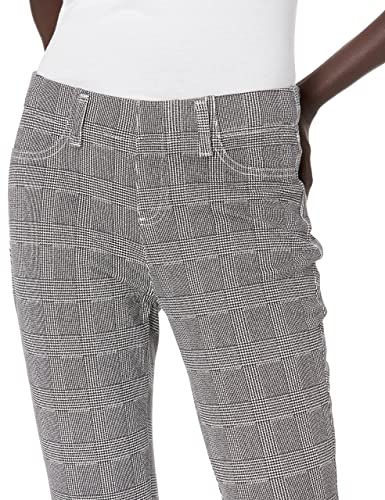Amazon Essentials Women's Pull-On Mid Rise Stretchy Knit Jegging (Available in Plus Size), Black Grey Glen Plaid, Large