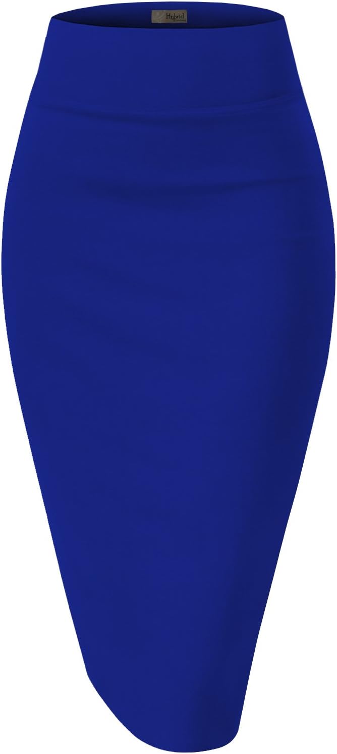 Women's High Waist Pencil Skirt - Premium Stretch Ponte Business Professional Below Knee 1073t-royal