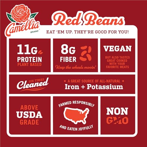 Camellia Brand Dried Red Kidney Beans – Premium Non-GMO Dry Beans, High Protein Plant-Based Food for Red Beans and Rice, Chili, Soups, Meal Prep, and Cajun Cooking 1 Pound (Pack of 6)