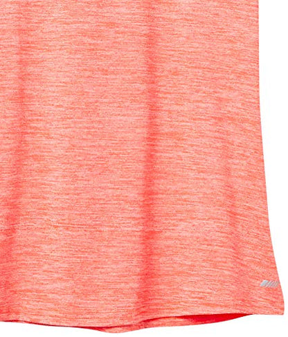 Amazon Essentials Women's Active Quick Dry Tech Stretch Short-Sleeve Crewneck T-Shirt, Pack of 2, Coral Orange Space Dye/Light Blue Space Dye, X-Large