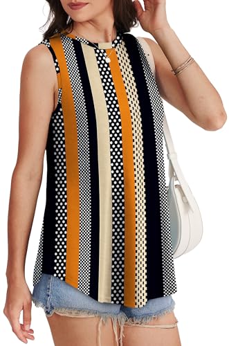 OFEEFAN Business Casual Outfits for Women Plus Size Plus Size Tank Tops for Women 3X Fashion Clothing Womens Summer Clothes 2025 Stripe Dot Print