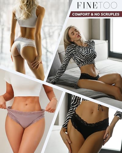 FINETOO Cotton Underwear for Women Sexy Panties Lace Hipster Low Rise Breathable thongs tanga lingerie swimsuits clothing dresses outfits bras Apparel Wear gym cute outdoors christian resort active