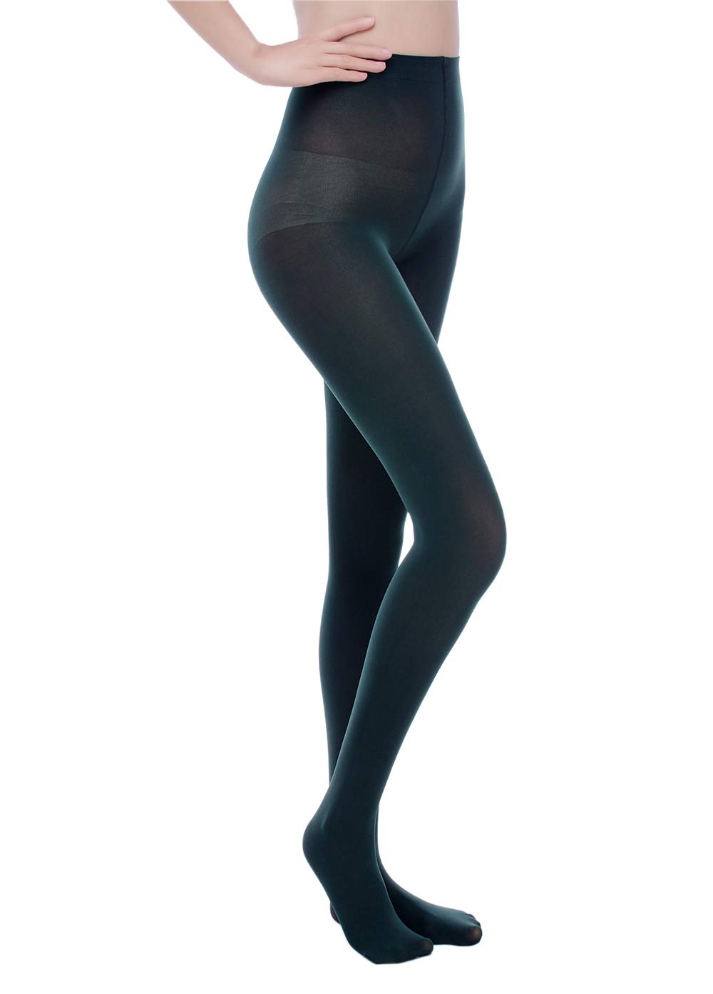 Women's 80 Den Opaque Tights - Soft Microfiber Pantyhose with 3D Stretch Technology Dark Green