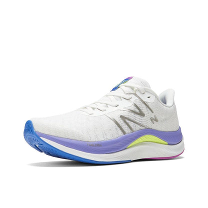 New Balance Women's FuelCell Propel V4 Running Shoe, White/Electric Indigo/Thirty Watt, 5