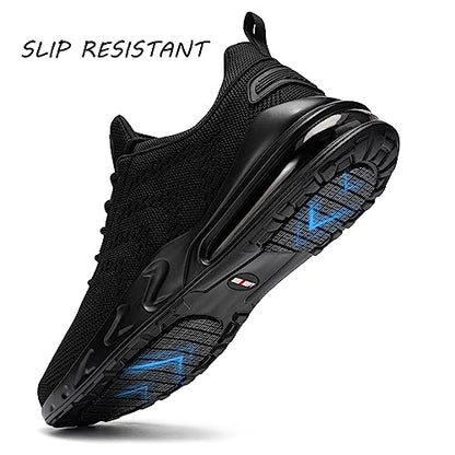 LARNMERN Men Non Slip Work Sneakers Water Resistant Food Service Zapatos Trabajo Antideslizantes Walking Shoes Waterproof Shoes Slip-on, Black 11 Wide