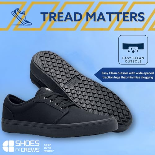 Shoes For Crews Unisex Slip-Resistant Work Sneakers – Comfortable, Lightweight, Water-Resistant & Non-Slip Work Shoes - Ideal for Men & Women in Hospitality, Retail, Food Service & More - Merlin, Size 8