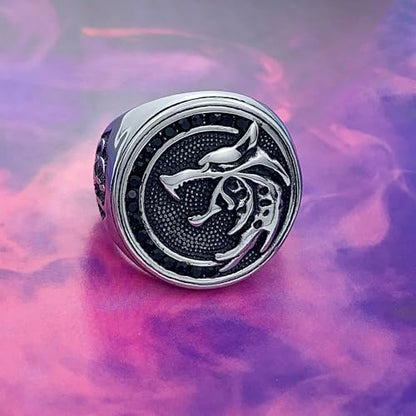 EZUY GNAY Mens Punk Wolf Head Ring Stainless Steel Silver Viking Nordic Wolf Ring Cool Bands Animal Wolf Biker Xmas Jewelr Gift For Men Size 12