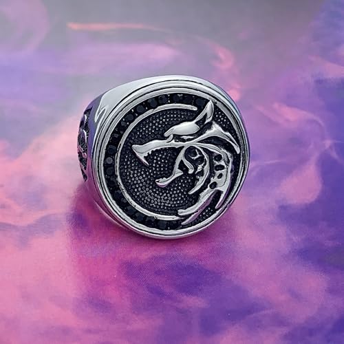 EZUY GNAY Mens Punk Wolf Head Ring Stainless Steel Silver Viking Nordic Wolf Ring Cool Bands Animal Wolf Biker Xmas Jewelr Gift For Men Size 12