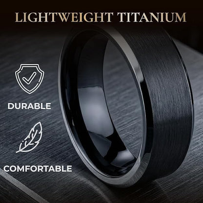 Thorsten Infinity | Tungsten Rings for Men with FREE Silicone Ring | Tungsten | Comfort Fit | Black Wedding Ring Band with Beveled Edges - 4mm to 12mm (13.5, 10, Millimeters)