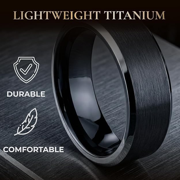 Thorsten Infinity | Tungsten Rings for Men with FREE Silicone Ring | Tungsten | Comfort Fit | Black Wedding Ring Band with Beveled Edges - 4mm to 12mm (13.5, 10, Millimeters)