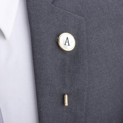 Lapel Pin for Men Gold, Mens Lapel Pins for Suits Initial Brooch Pin Mother of Pearl Lapel Stick Pins for Necktie Bow Tie Hat