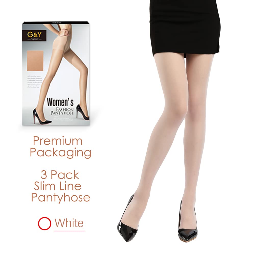 Women's 20D Sheer Control Top Pantyhose - 3 Pack Ultra Thin Tights with Reinforced Toes