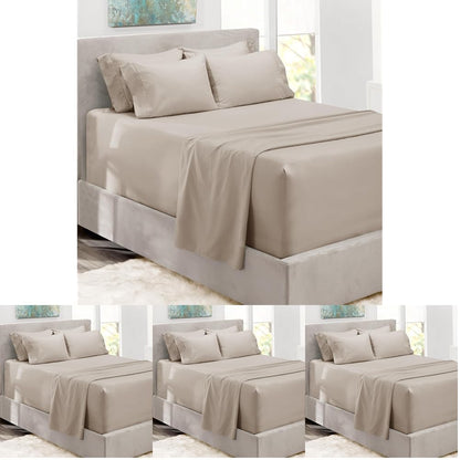 King Size Deep Pocket Sheet Set 6 Piece - Extra Deep Fitted Sheets 18-24 Inch Microfiber Linen Queen (Pack of 4) Linen