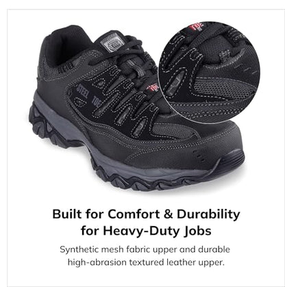 Skechers Men's Work Cankton Steel Toe Construction Shoe, Black/Charcoal, 13W