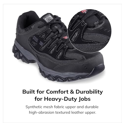 Skechers Men's Work Cankton Steel Toe Construction Shoe, Black/Charcoal, 13W