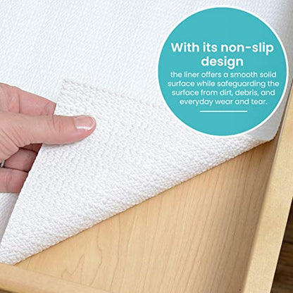 Con-Tact Brand Grip Prints Shelf Liner, Durable and Non-Adhesive Liners, Non-Slip Drawer and Cabinet Liner, 18" x 8', White, Pack of 1 Roll
