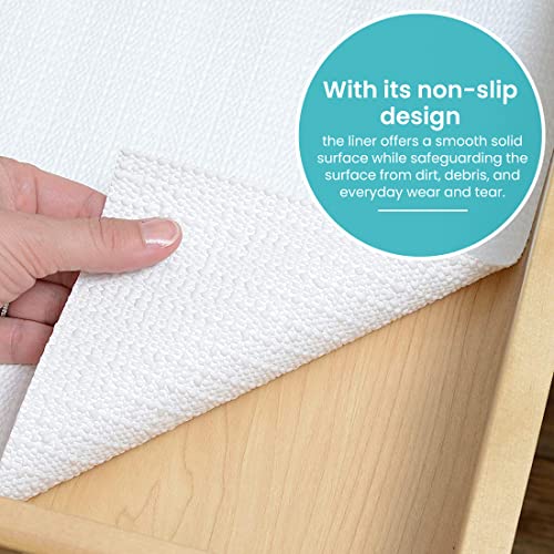 Con-Tact Brand Grip Prints Shelf Liner, Durable and Non-Adhesive Liners, Non-Slip Drawer and Cabinet Liner, 18" x 8', White, Pack of 1 Roll