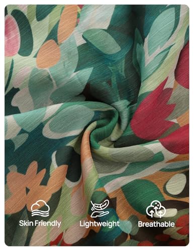 ZESICA Womens Summer Boho Floral Mini Dress 2026 Flutter Short Sleeve Button Chiffon A Line Beach Vacation Party Dresses DarkGreen Large
