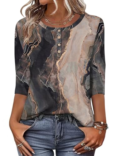 Zeagoo Womens Tops 3/4 Length Sleeve T Shirts Business Casual Blouses Dressy Crew Neck Work Clothes 2026 Large