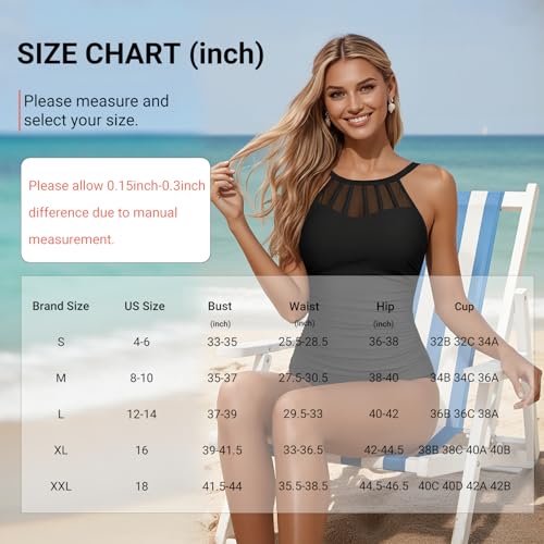 Holipick Black Women Tummy Control One Piece Swimsuit Modest Bathing Suit Full Coverage High Neck Swimwear M