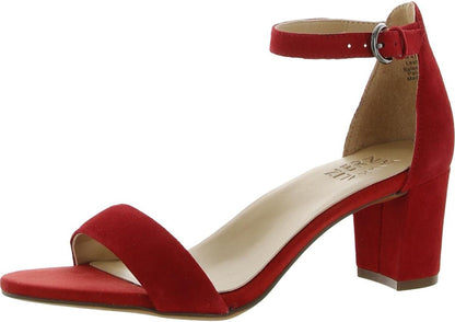 Heeled Sandals for Women - Block Heel Dress Sandals with Ankle Strap 6 Wide Hot Sauce Suede