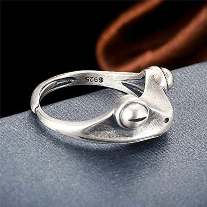 LOVECOM Real 925 Sterling Silver Frog Open Rings for Women Men Couples Vintage Cute Animal Finger Ring Silver Fashion Party Jewelry Birthday Graduation Gifts for Mom Daughter Father