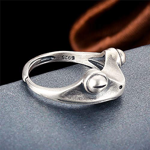 LOVECOM Real 925 Sterling Silver Frog Open Rings for Women Men Couples Vintage Cute Animal Finger Ring Silver Fashion Party Jewelry Birthday Graduation Gifts for Mom Daughter Father