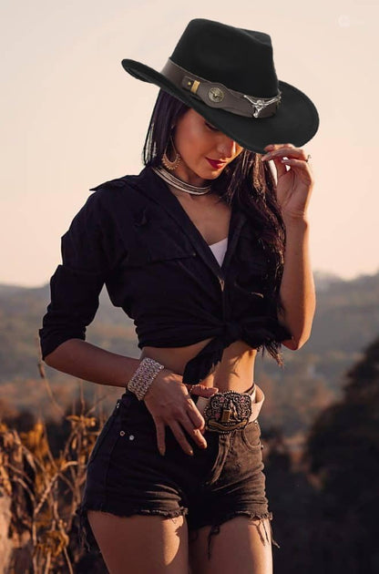 Women's Western Rhinestone Cowboy Hat - Bling Diamond Band Rodeo Fedora