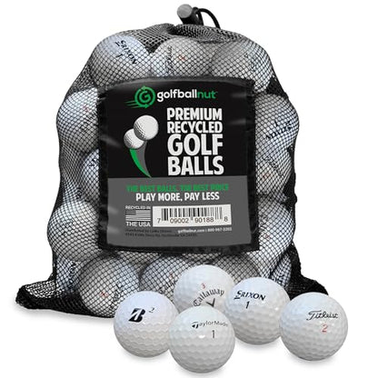 GolfBall Nut - 48 Used Golf Balls – Recycled Premium Brands Assorted Mix for Practice & Play – Excellent Condition - Includes Mesh Bag – Budget-Friendly & Sustainable Golf Balls
