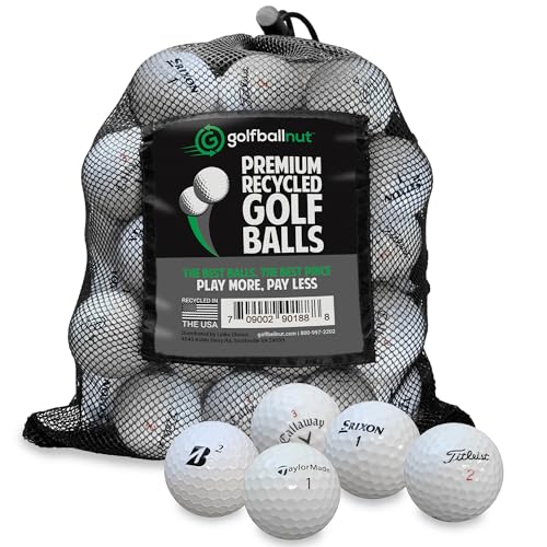 GolfBall Nut - 48 Used Golf Balls – Recycled Premium Brands Assorted Mix for Practice & Play – Excellent Condition - Includes Mesh Bag – Budget-Friendly & Sustainable Golf Balls