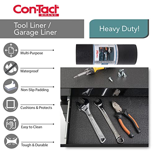 Con-Tact Brand Industrial Grip Premium Shelf Liner, Non-Adhesive and Non-Slip Drawer Liner, Heavy-Duty, Waterproof, Easy-to-Clean, 86" x 22", Black
