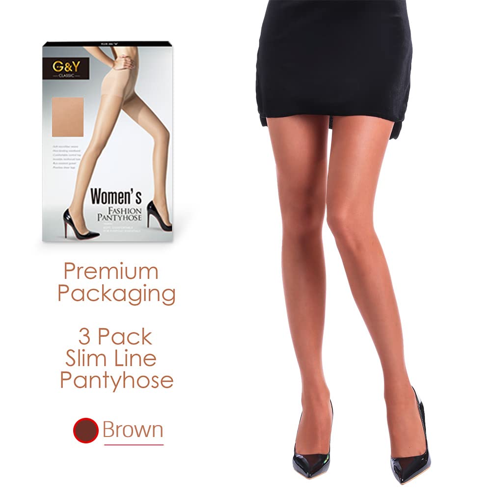 Women's 20D Sheer Control Top Pantyhose - 3 Pack Ultra Thin Tights with Reinforced Toes