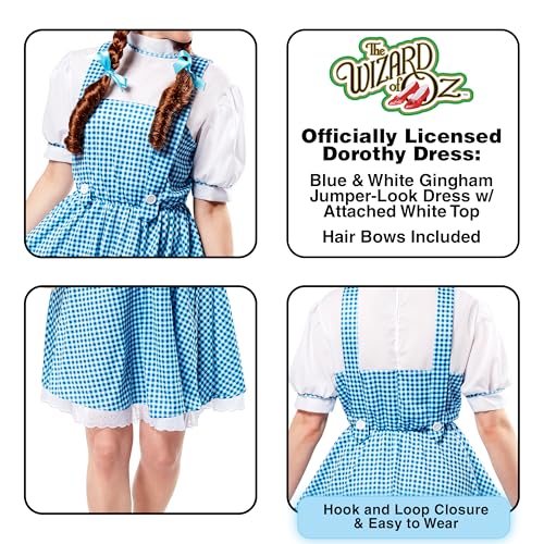 Women's Dorothy Costume - Wizard of Oz Blue Gingham Dress with Hair Bows