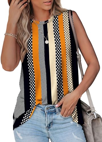 OFEEFAN Business Casual Outfits for Women Plus Size Plus Size Tank Tops for Women 3X Fashion Clothing Womens Summer Clothes 2025 Stripe Dot Print
