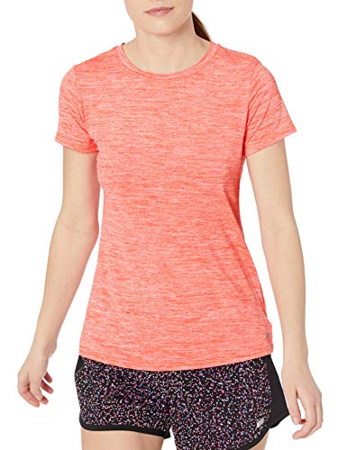 Amazon Essentials Women's Active Quick Dry Tech Stretch Short-Sleeve Crewneck T-Shirt, Pack of 2, Coral Orange Space Dye/Light Blue Space Dye, X-Large
