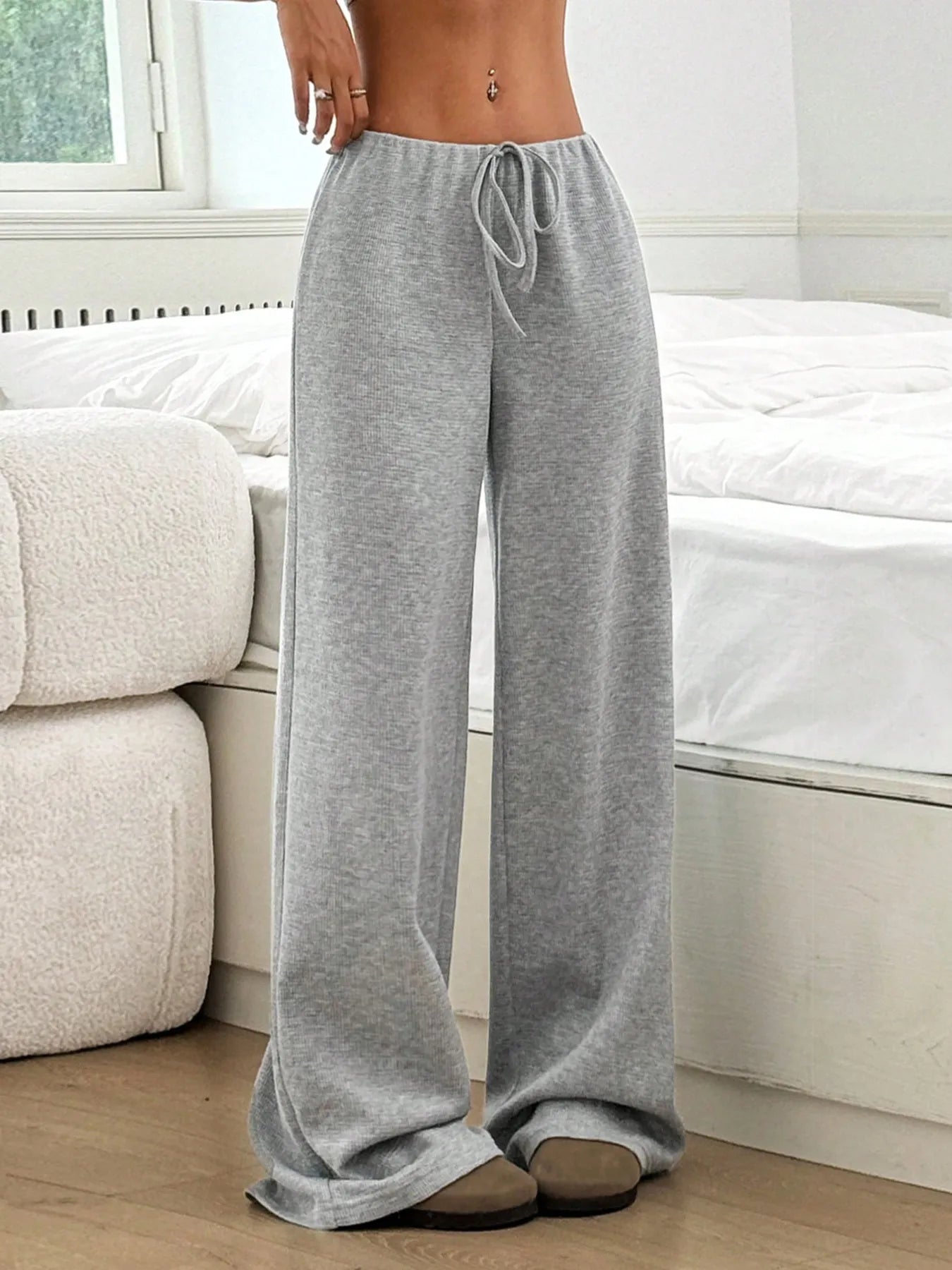 Striped Wide Leg Drawstring Pants