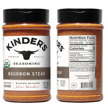 PPB Variety Pack - Kinder's Bourbon Steak Organic Seasoning 12.4oz and Pegasus Premium Brands 3-Step Lid Cover