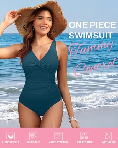 Holipick Green Women Tummy Control One Piece Swimsuit - Push Up Bathing Suit Full Coverage Slimming Swimwear XXL