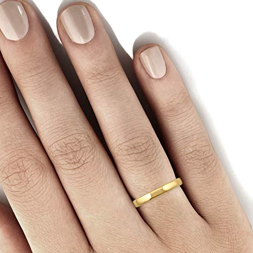 14K Yellow Gold 3mm Plain Wedding Band (Ring Size 8)
