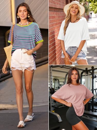 ATHMILE Plus Size Tshirts for Women Loose Fit Beach Fashion Short Sleeve Summer Casual Blouse 2026 Y2K Tee Tops Black