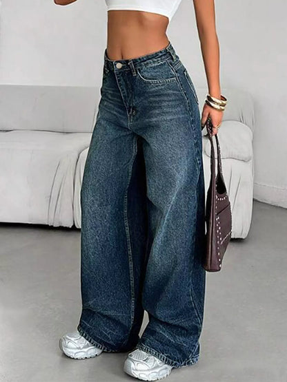 Vintage Wash Wide Leg Jeans