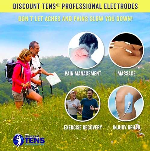 Discount TENS Brand - Premium Replacement Electrodes Compatible with TENS 7000 – 20 Pack (2"x2" Self-Adhesive Wired Pads), Durable Reusable TENS Unit Electrode Pads with 2mm Pin Connector