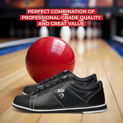 BSI Men’s 751 Classic Shoe - Lightweight Leather Bowling Shoes with Cushioned Support for Men, Black, 10.5